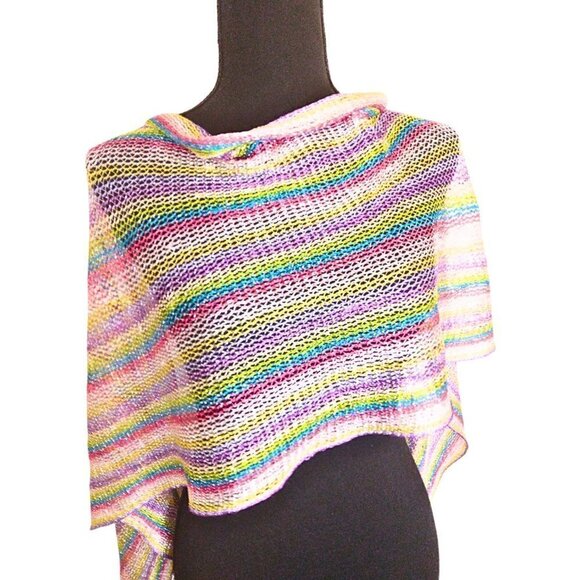 WOMEN'S MULTI COLOR METALLIC SCARF WITH FRINGES - Picture 2 of 3